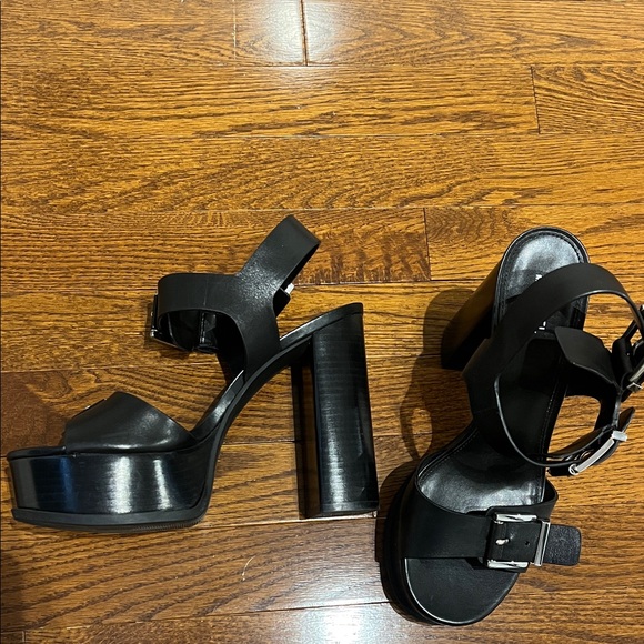 MICHAEL Michael Kors Black Chunky Platform Buckle Sandals - Picture 3 of 5